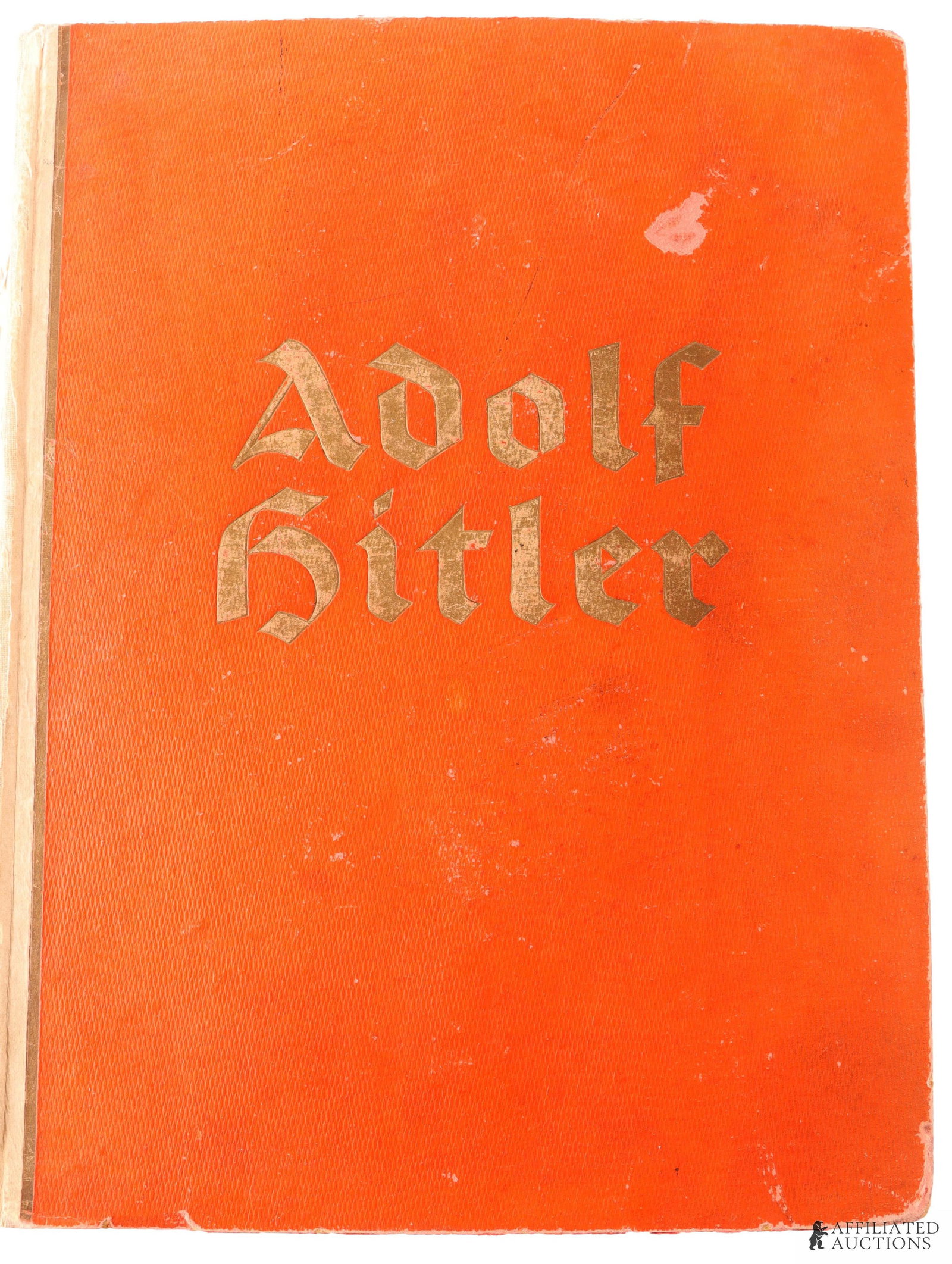 Adolf Hitler Bilder Aus Dem Leben Des Fuhrers Book: A Nazi German book titled Adolf Hitler, Bilder aus dem Leben des Fuhrers, Pictures from the Fuhrers life. Published by Cigaretten-Bildendienst, Hamburg-Bahrenfeld, 1936. Orange hardcover with gilt tit