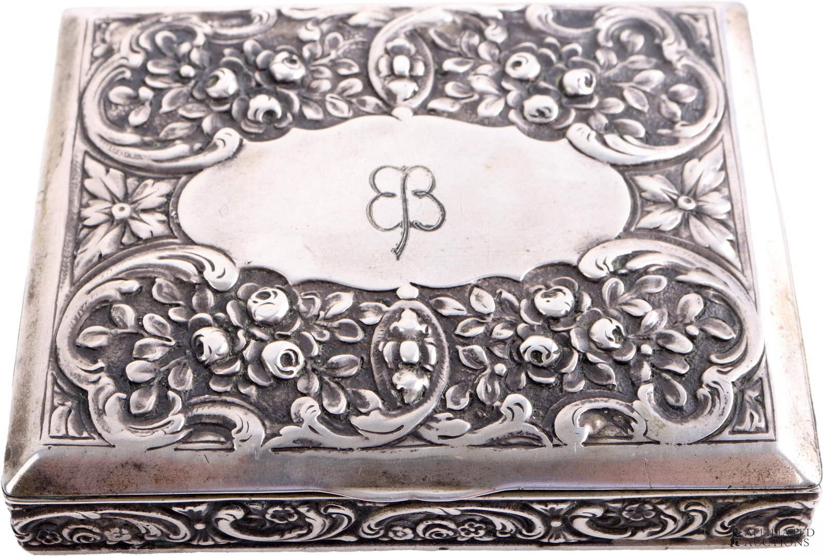 Eva Braun Silver Cigarette Case Gift: A Christmas gift from Theo and Hanni to Eva Braun. Dated 22.12.1941. It is marked 800 for silver purity. It measures 3 1/2 X 5/8 inches. It weighs 116.8 grams. | This lot has a reserve.
