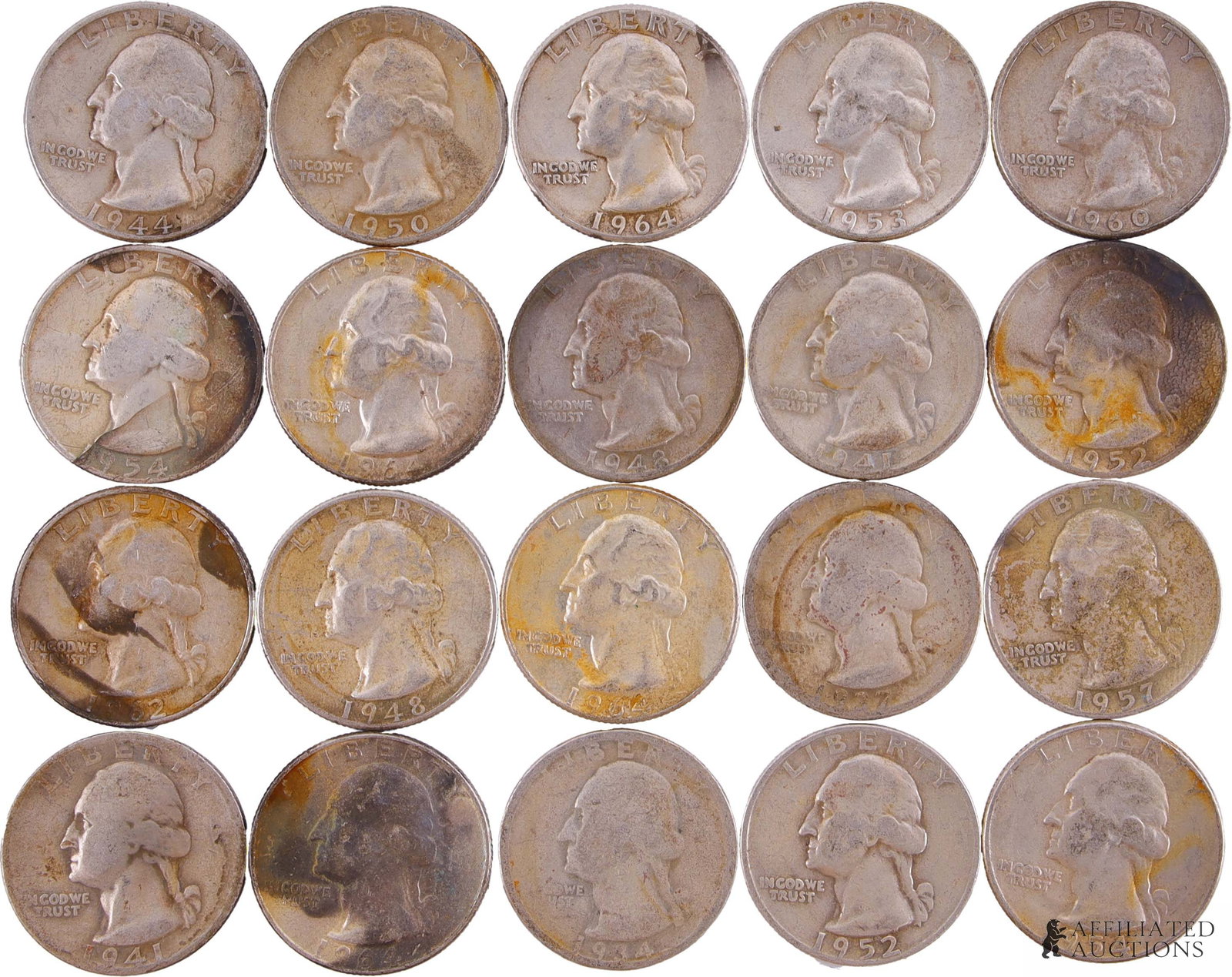 US Constitutional Silver 90% Quarters $5 Face: $5 value worth of 90% silver quarters. Mixed date, but mostly 1964. 3.61 ounces of pure silver. | This lot has a reserve.