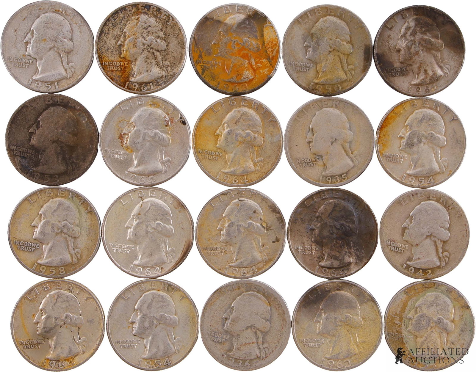 US Constitutional Silver 90% Quarters $5 Face: $5 value worth of 90% silver quarters. Mixed date, but mostly 1964. 3.61 ounces of pure silver. | This lot has a reserve.