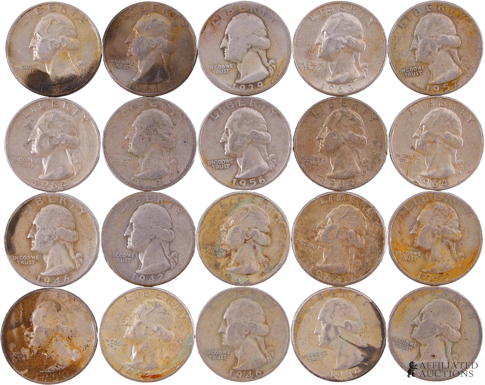 US Constitutional Silver 90% Quarters $5 Face: $5 value worth of 90% silver quarters. Mixed date, but mostly 1964. 3.61 ounces of pure silver. | This lot has a reserve.