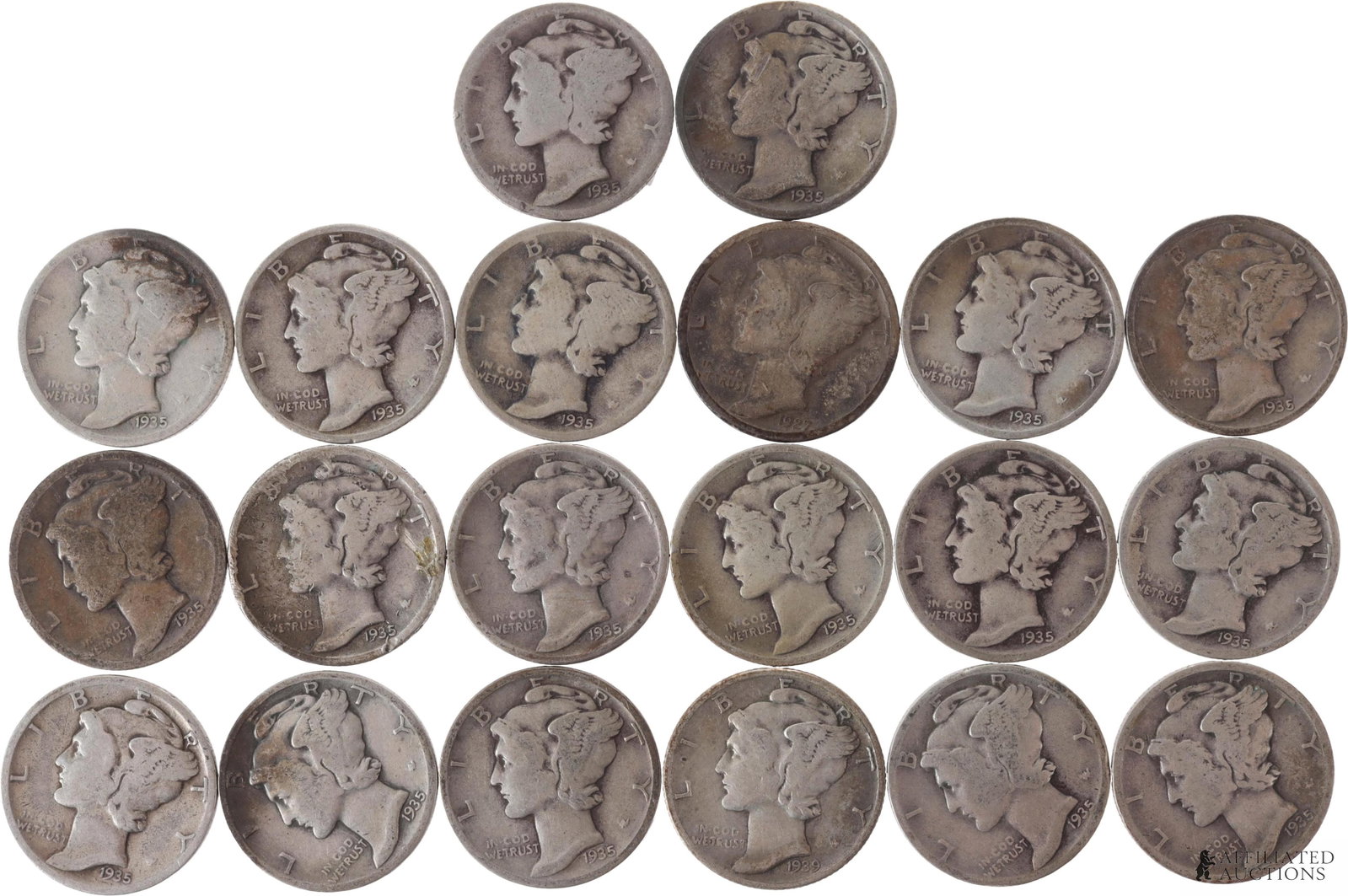 1945 Mercury Dimes 90% Silver $2 Face Value (1 of 2)