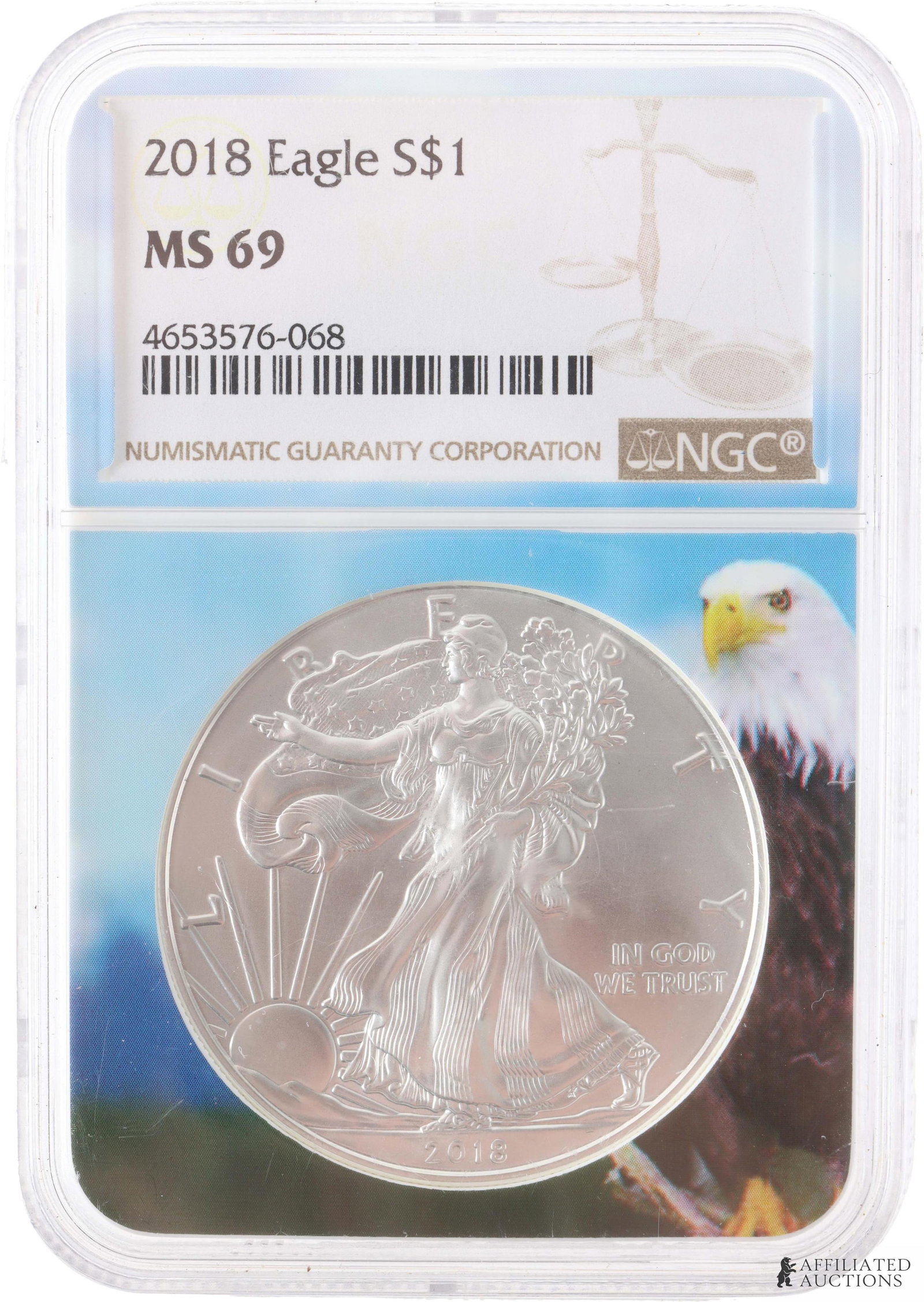 2018 Silver Eagle .999 Fine Silver MS 69 NGC (1 of 2)