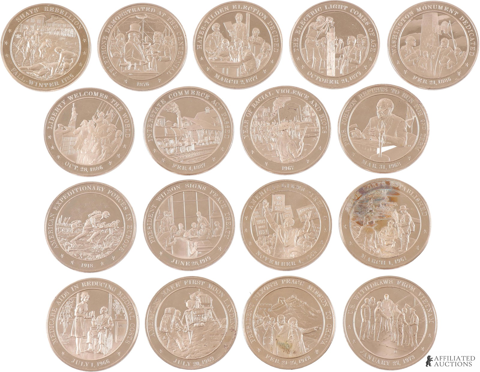 Lot of 17 Historical Events Commemorative Coins. (1 of 2)