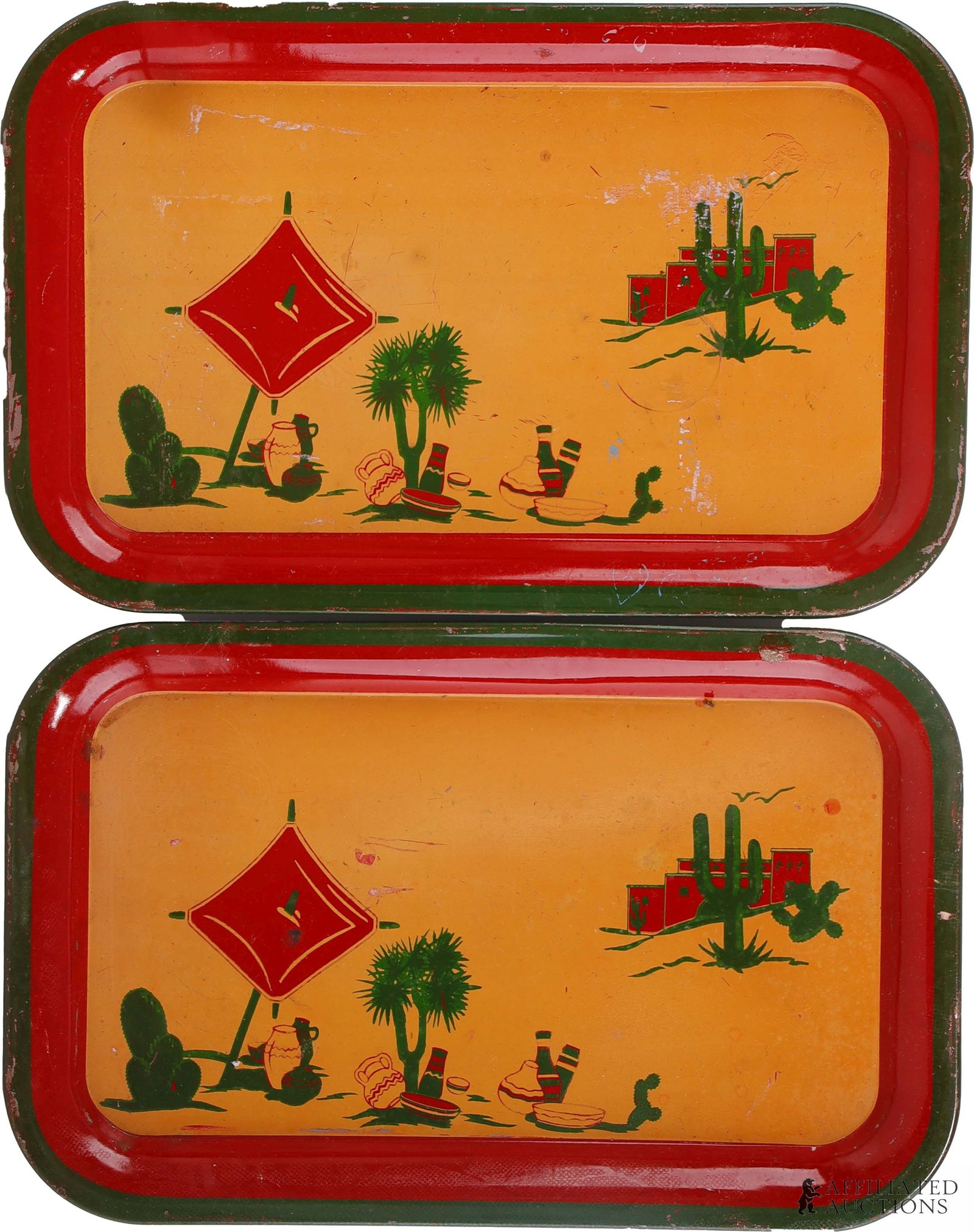 Mexico Themed Tin Serving Trays Lot of 2 (1 of 4)
