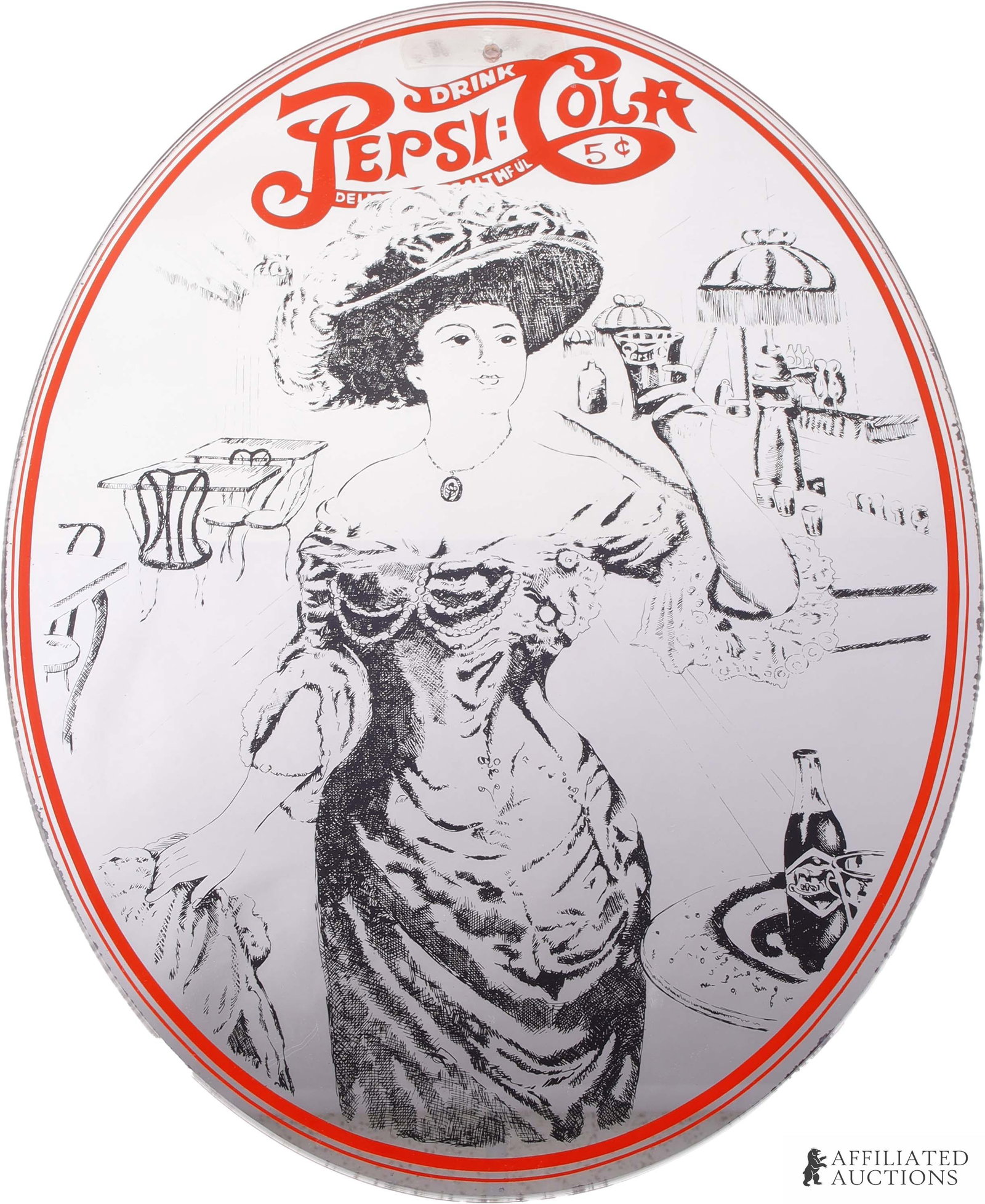 Pepsi-Cola Advertising Mirror Gibson Girl (1 of 3)