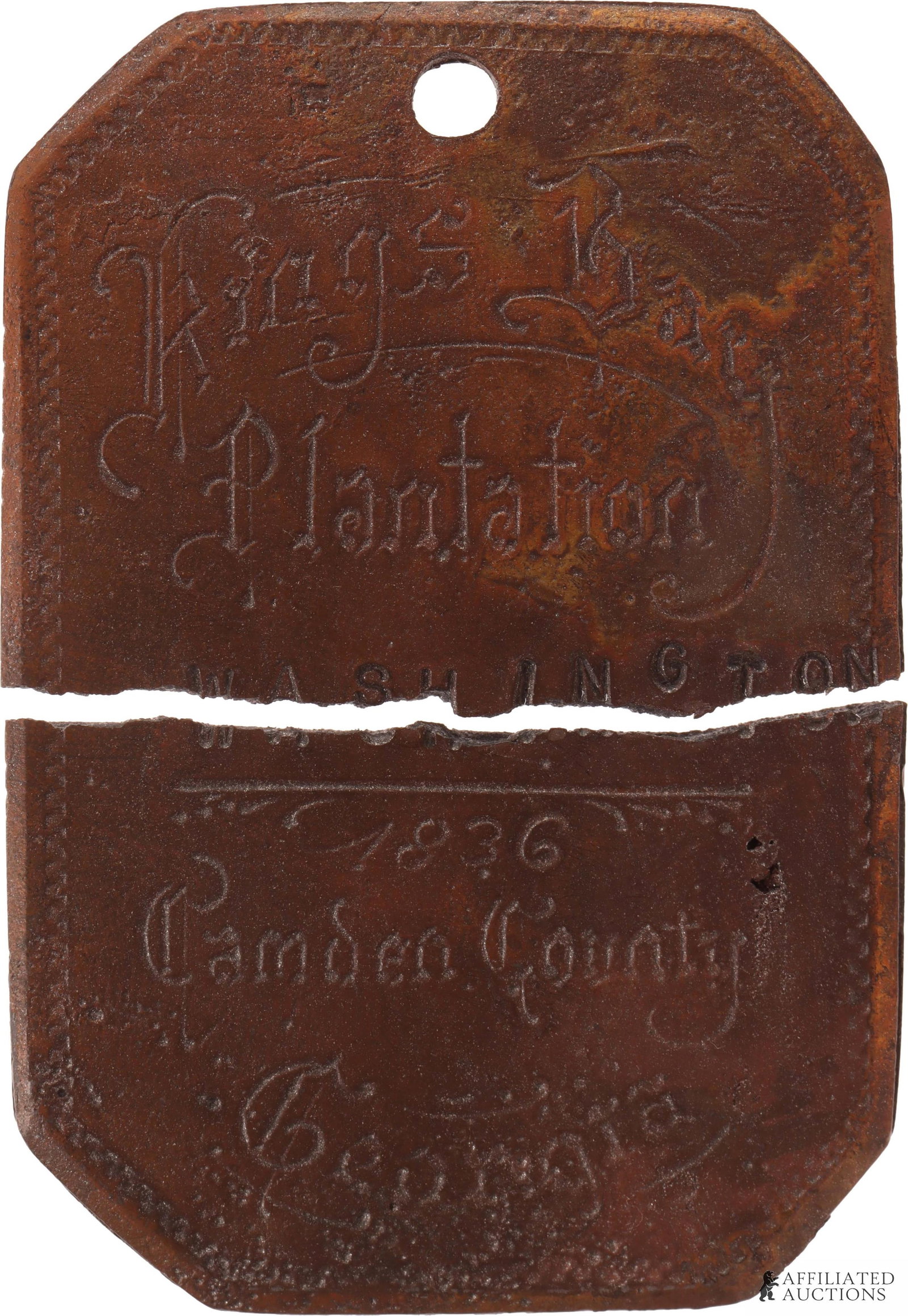 King's Bay Plantation Slave Tag Field Worker (1 of 2)