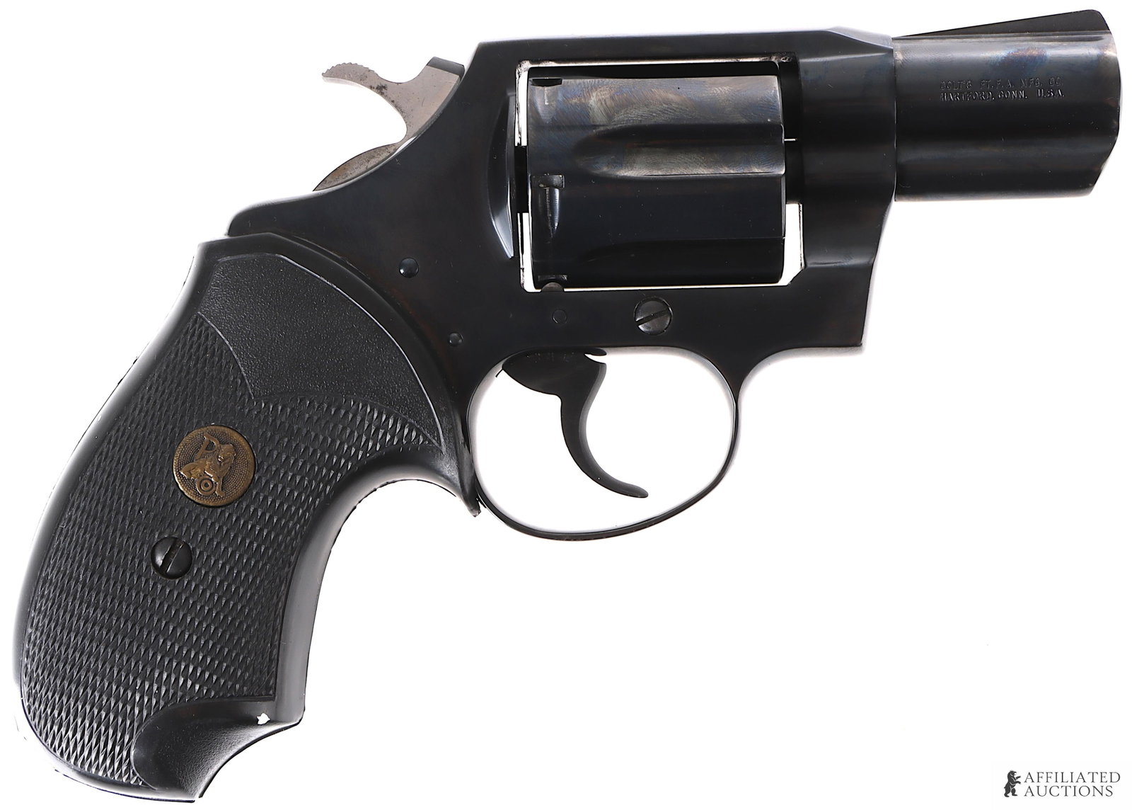 Colt Detective Special .38 Special DA/SA Revolver: Colt Detective Special double-action revolver, production ca. 1978. Barrel length 2 inches. Blued steel. Pachmayr rubber grips. FFL required for transfer. Caliber: 38 Special Serial Number: 44885R. | 