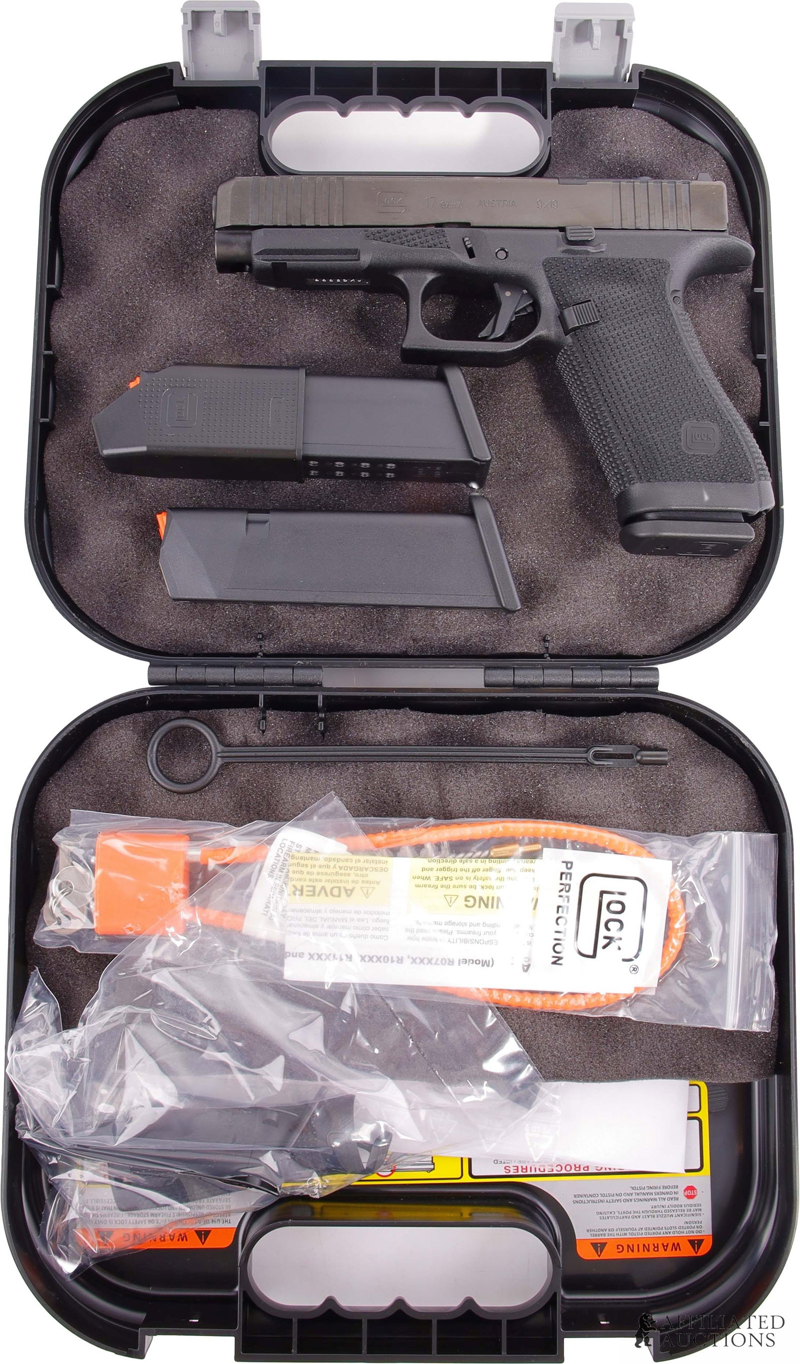 Glock 17 Gen 6 9mm Optic Ready Semi-Auto Pistol: New in box Glock 17 Gen 6 optic ready semi-automatic pistol. Includes three (3) 17-round magazines. FFL required for transfer. Caliber: 9mm Luger Serial Number: CKGF222 Model Number: P61750203. |