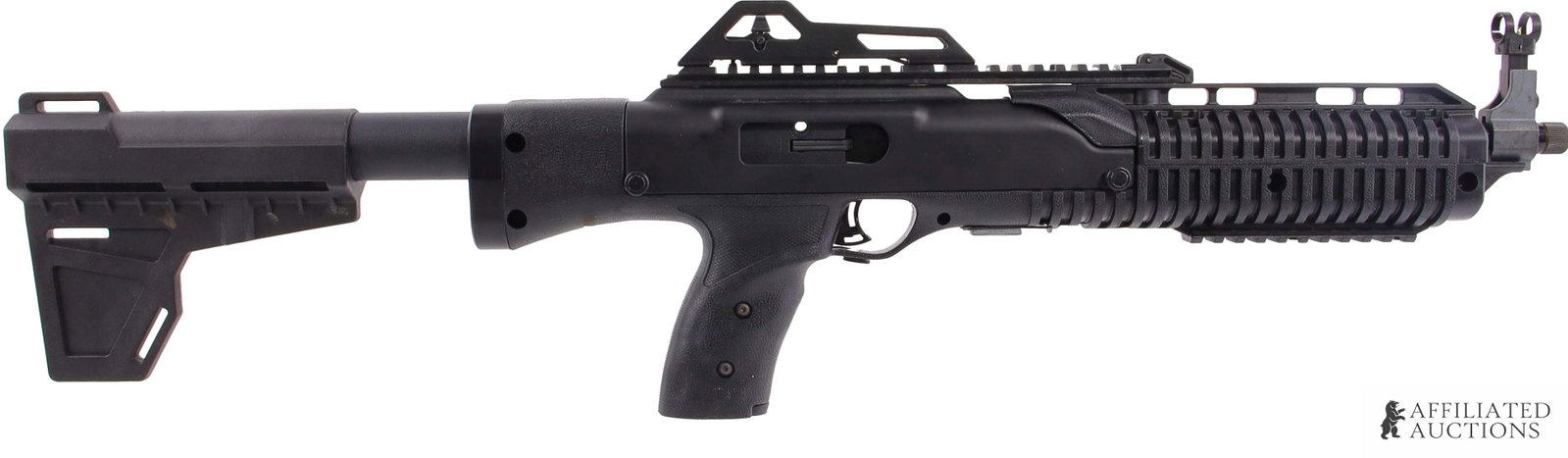 Hi-Point 995P 9mm Semi Auto Pistol NIB: New in box Hi-Point 995P semi-automatic pistol. FFL required for transfer. Caliber: 9mm Luger Serial Number: FP000583 Model Number: 995P BRACE. | This lot has a reserve.