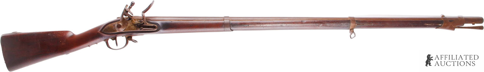 Dutch M-1815 No. 2 Charleville Flintlock Musket: Dutch-manufactured Model 1815 flintlock musket with ramrod, .69 cal. Patterned on the French Charleville musket. Barrel length 42.5 inches. Overall length 59 inches. Barrel tang marked "M. 1815."