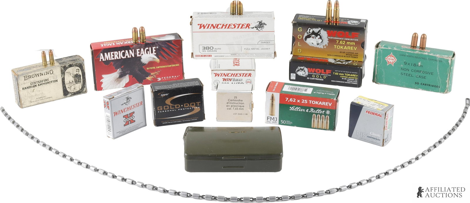 400+ Handgun Ammo Cleaning Kit and .410 Bore: 50 rounds of Sellier & Bellot 7, 62x25 Tokarev FMJ 85gr. 100 rounds of Wolf Performance Ammunition7.62mm Tokarev 85gr. 50 rounds of Norinco 9x18mm.50 rounds of American Eagle 380 Auto 95gr FMJ. 100 of