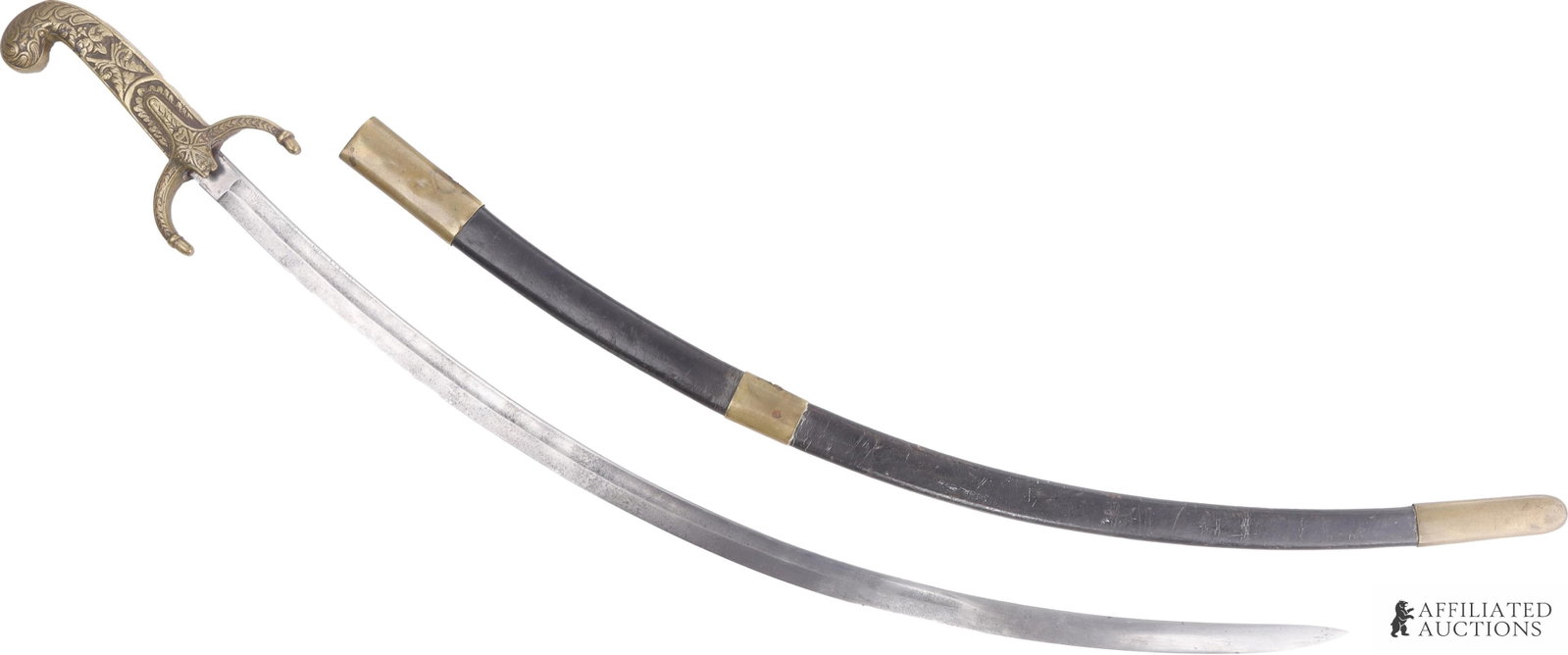 WWI Turkish Shamshir Saber with Leather Scabbard (1 of 7)