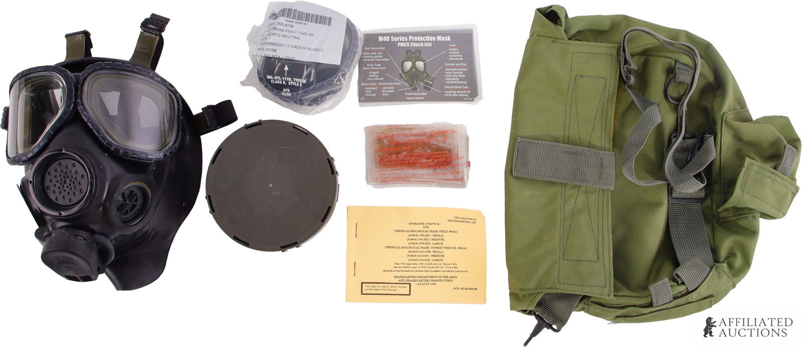 US Army M40 Gas Mask L W Bag, Extra Lens, New Filter (1 of 3)