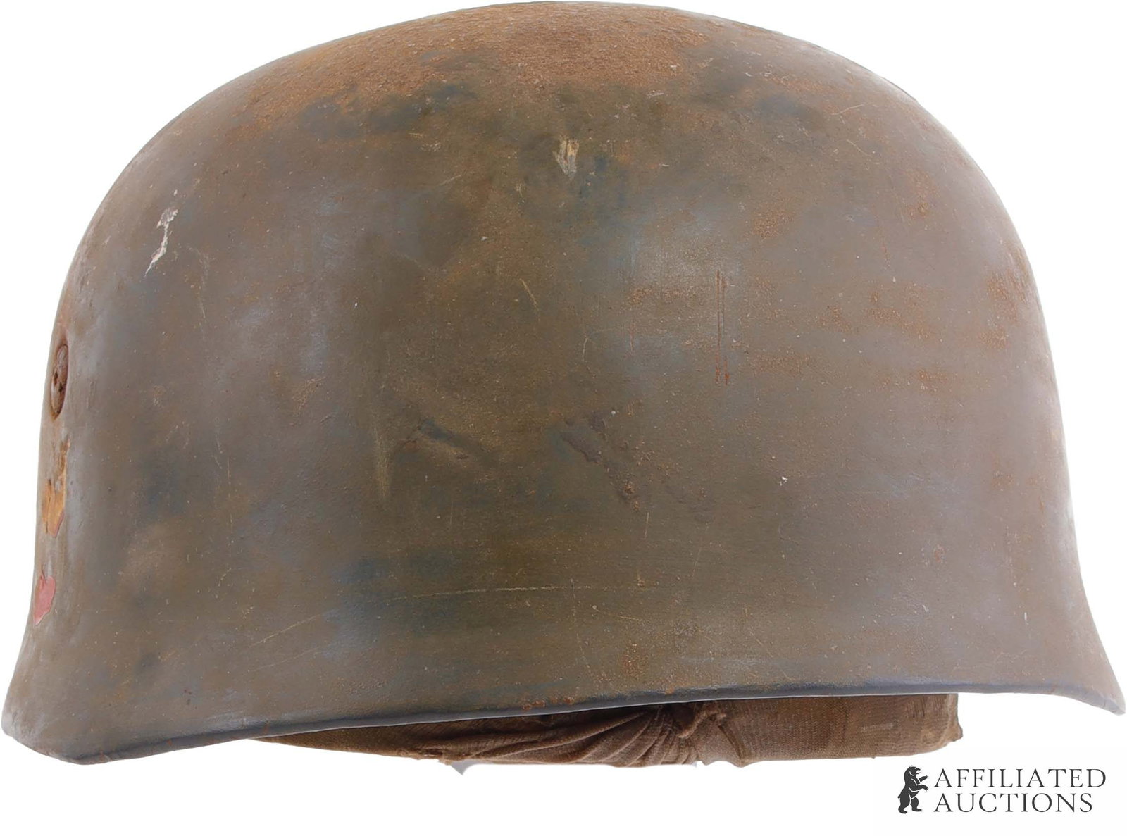 Model 1938 Fallschirmjaeger Helmet WWII German: A model 1938 Fallschirmjaeger helmet. Camo field paint. Double decal. Unstamped. Size small.