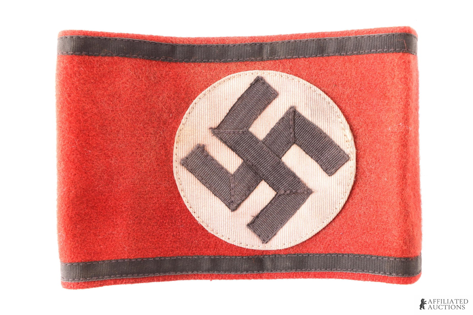 Early Allgemeine SS Wool Arm Band WWII German: Original Allgemeine-SS wool armband. Multi-piece construction. Measures 7.75x3.75 inches laid flat.