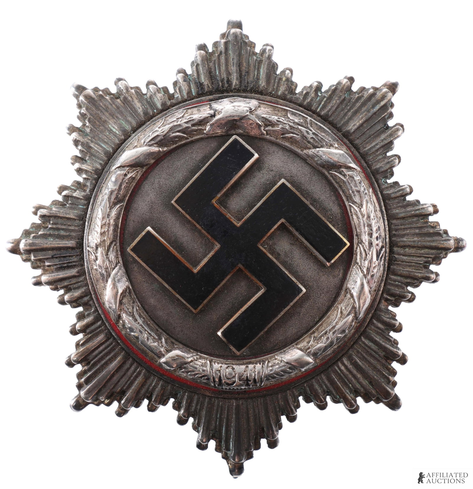 German Cross in Silver Cased & Named: Cased German Cross in Silver. Reverse has tapered vertical pin marked "20." Personalized "Hanns Streit" with engraved service record. Dimensions 63x63mm. Badge weight 74.3 grams.