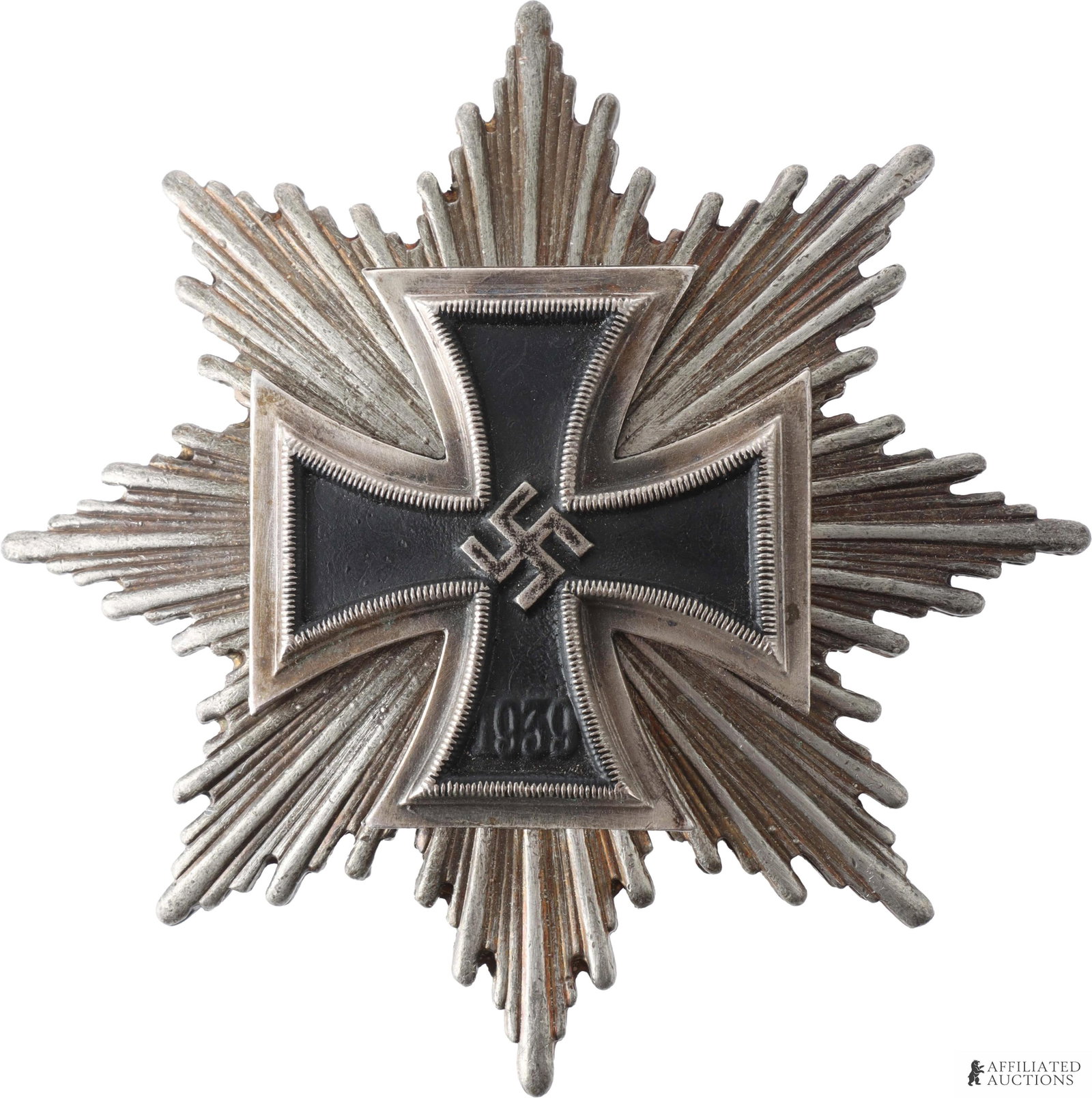 1939 Star of the Grand Cross of the Iron Cross: Museum-quality replica 1939 Star of the Grand Cross of the Iron Cross. Two-piece construction consisting of a central 1939 Iron Cross affixed to star with screw-post on reverse. Also known as Blucher'
