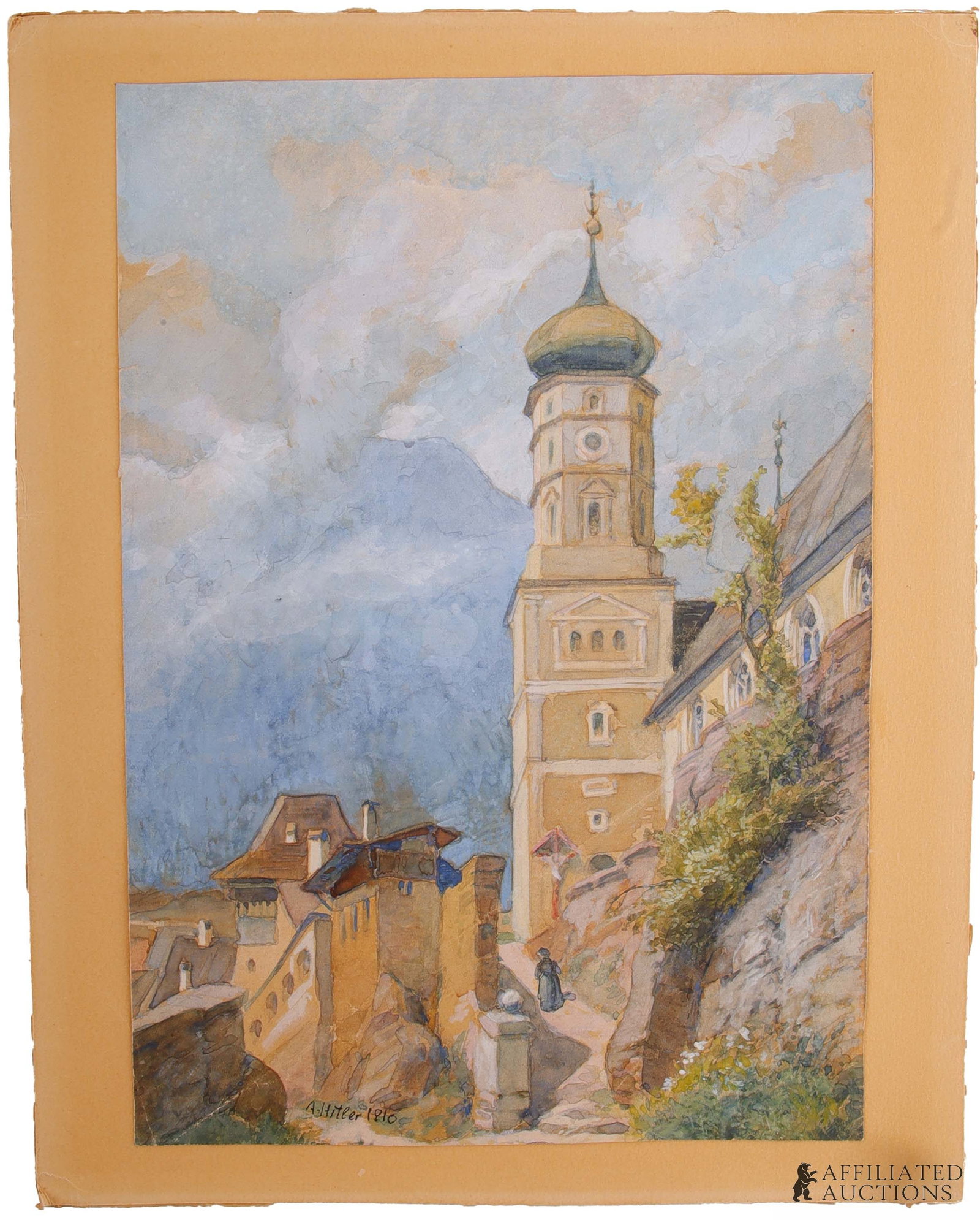 Adolf Hitler Watercolor Signed with Certificate (1 of 4)