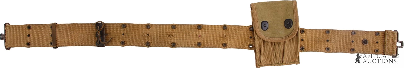 WWII US Army M1936 Web Pistol Belt with Pouch (1 of 3)
