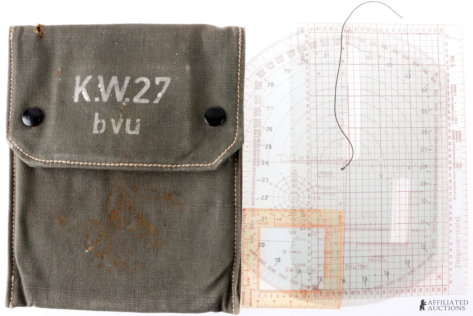 Wehrmacht Map Pouch & Instruments WWII 1943 German (1 of 6)