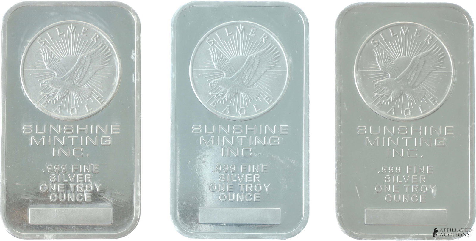 .999 Silver Troy Ounce Silver Bars Lot of 3 (1 of 2)