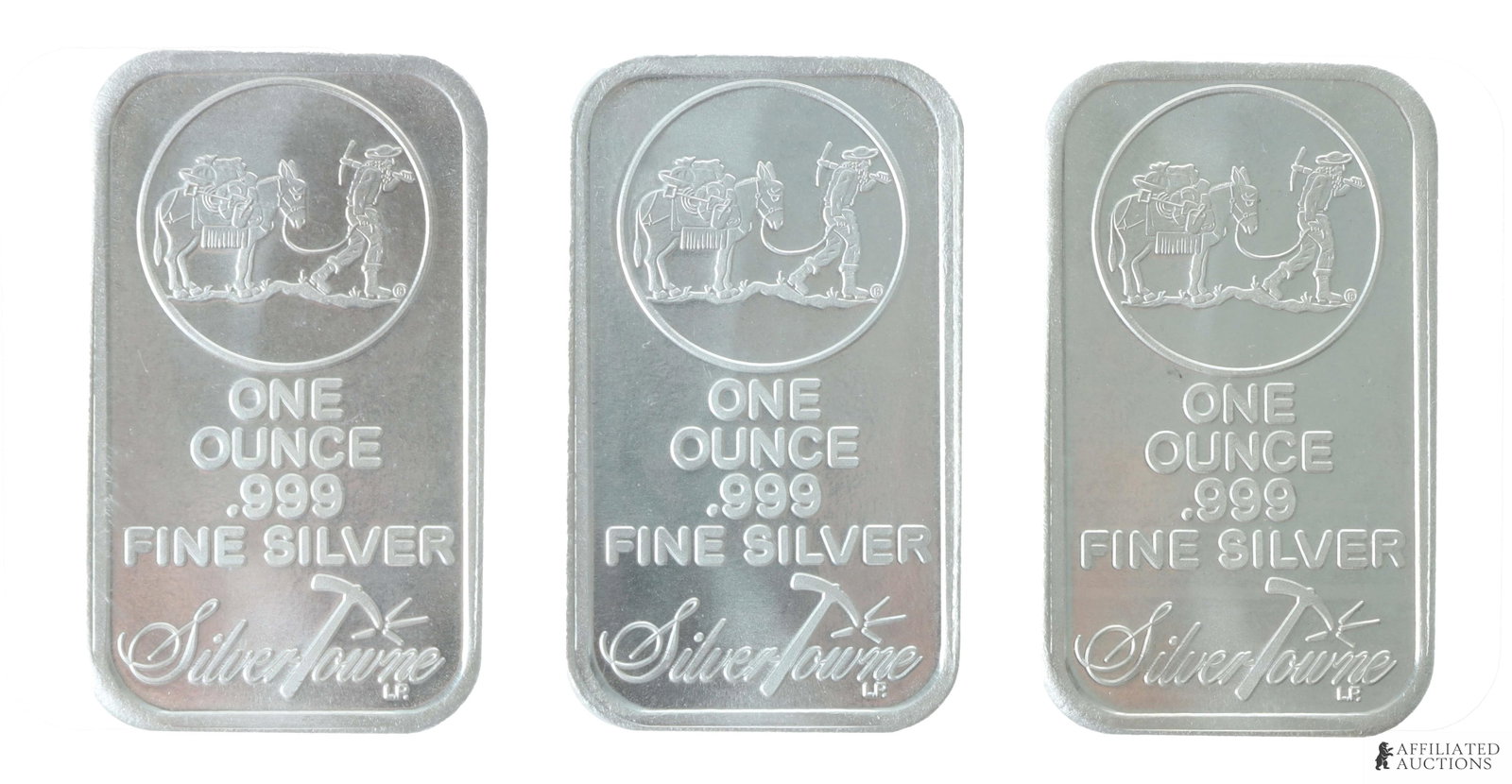 .999 Silver Troy Ounce Silver Bars Lot of 3 (1 of 2)