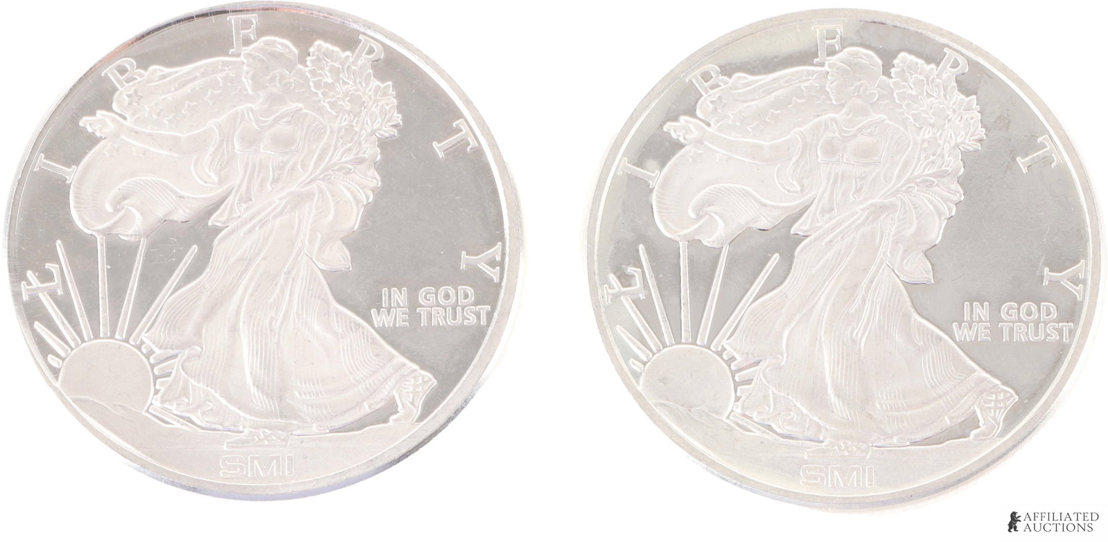 Two 1 Ozt Walking Liberty Round .999 Silver Lot 2 (1 of 2)