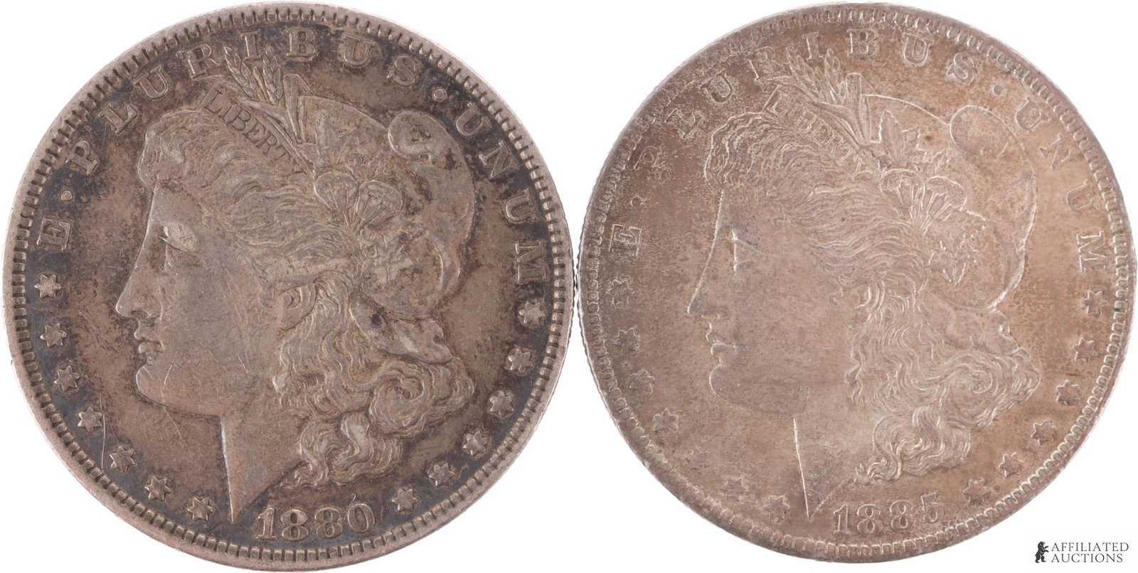 1880-O & 1885-O US Morgan Silver Dollar Coin 2 Pcs (1 of 2)