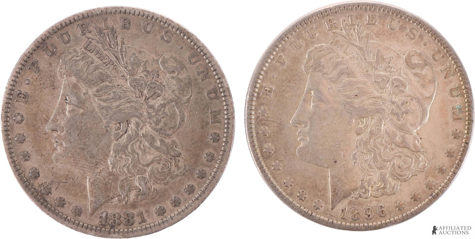 1881 & 1896 US Morgan Silver Dollar Coin 2 Pcs (1 of 2)