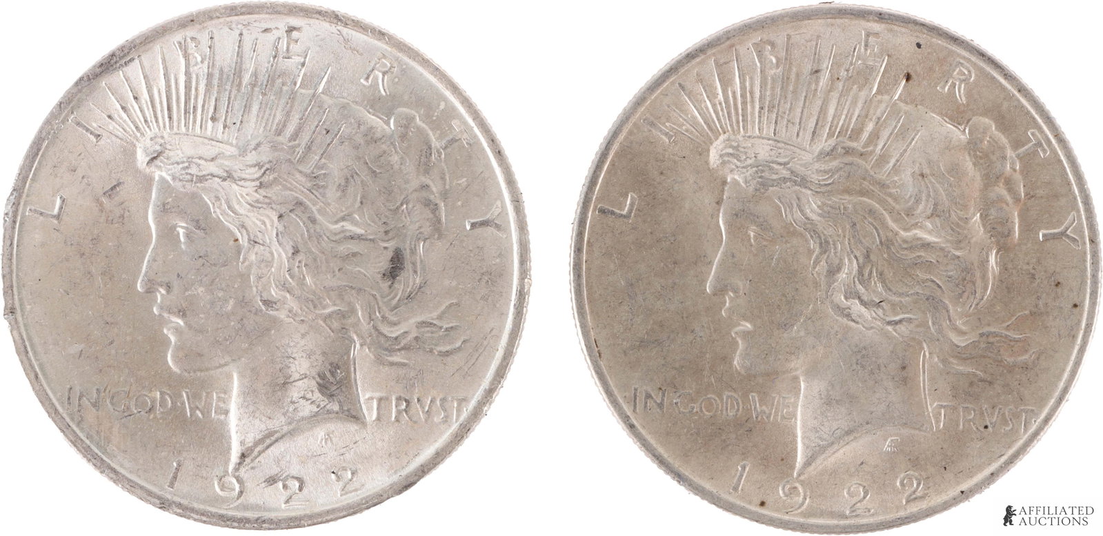 1922 United States Peace Silver Dollar Lot of 2 (1 of 2)