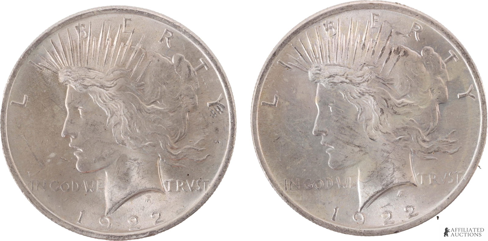1922 United States Peace Silver Dollar Lot of 2 (1 of 2)