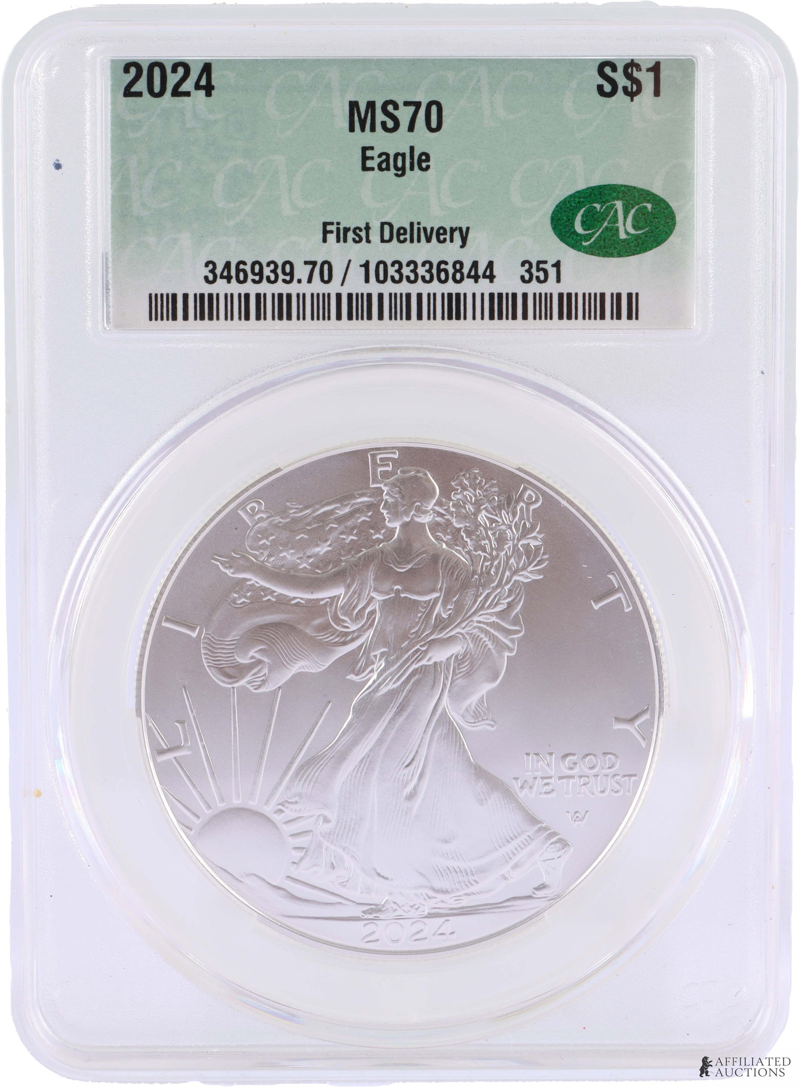 2024 Silver Eagle Dollar First Delivery Coin MS70 (1 of 2)