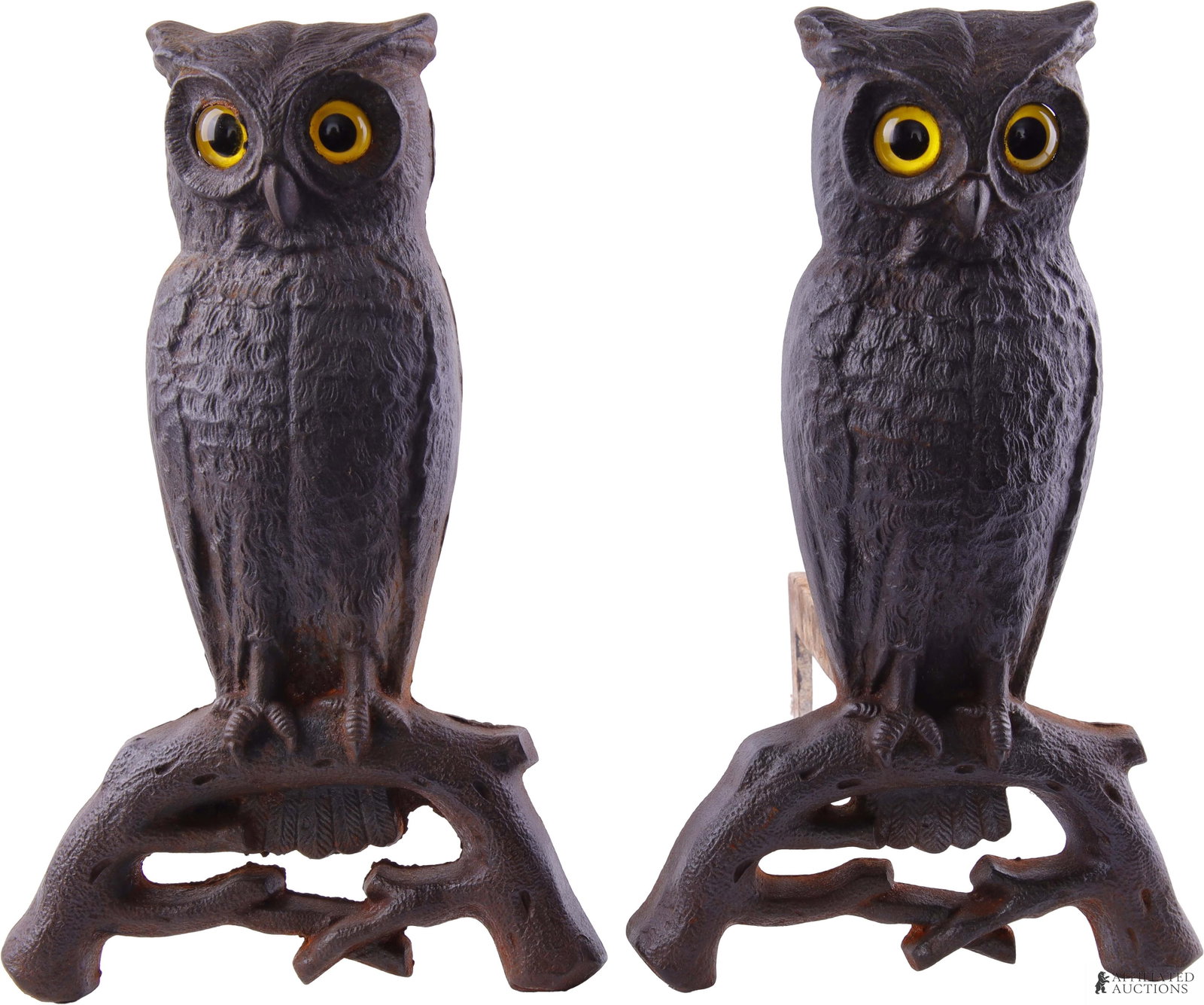 Owl Andirons Cast Iron Howes Foundry Boston 3000 (1 of 3)