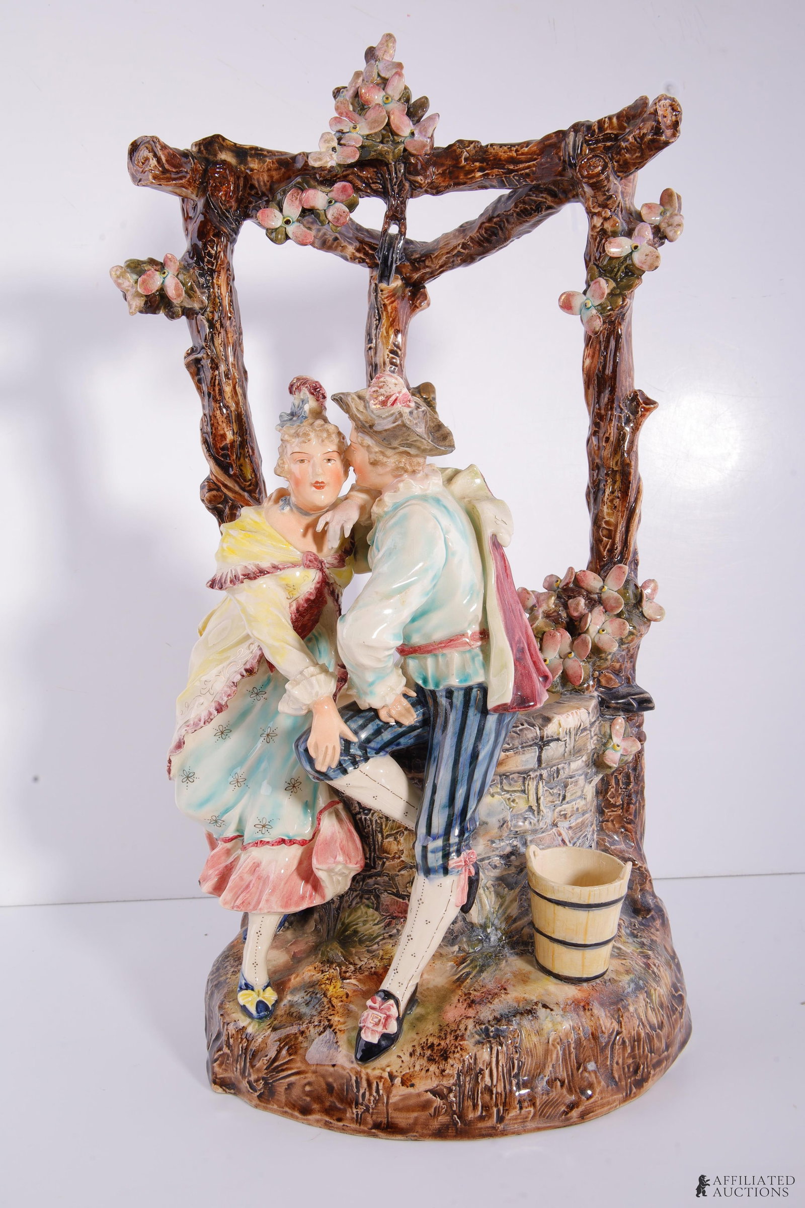 Antique Glazed Earthenware Lovers XIX Sculpture (1 of 11)
