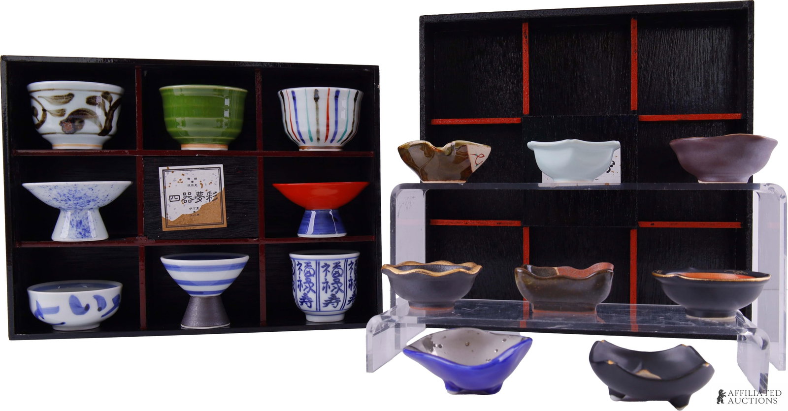 Arita Ware Sake Cups Lot of 16 in Wood Boxes (1 of 10)