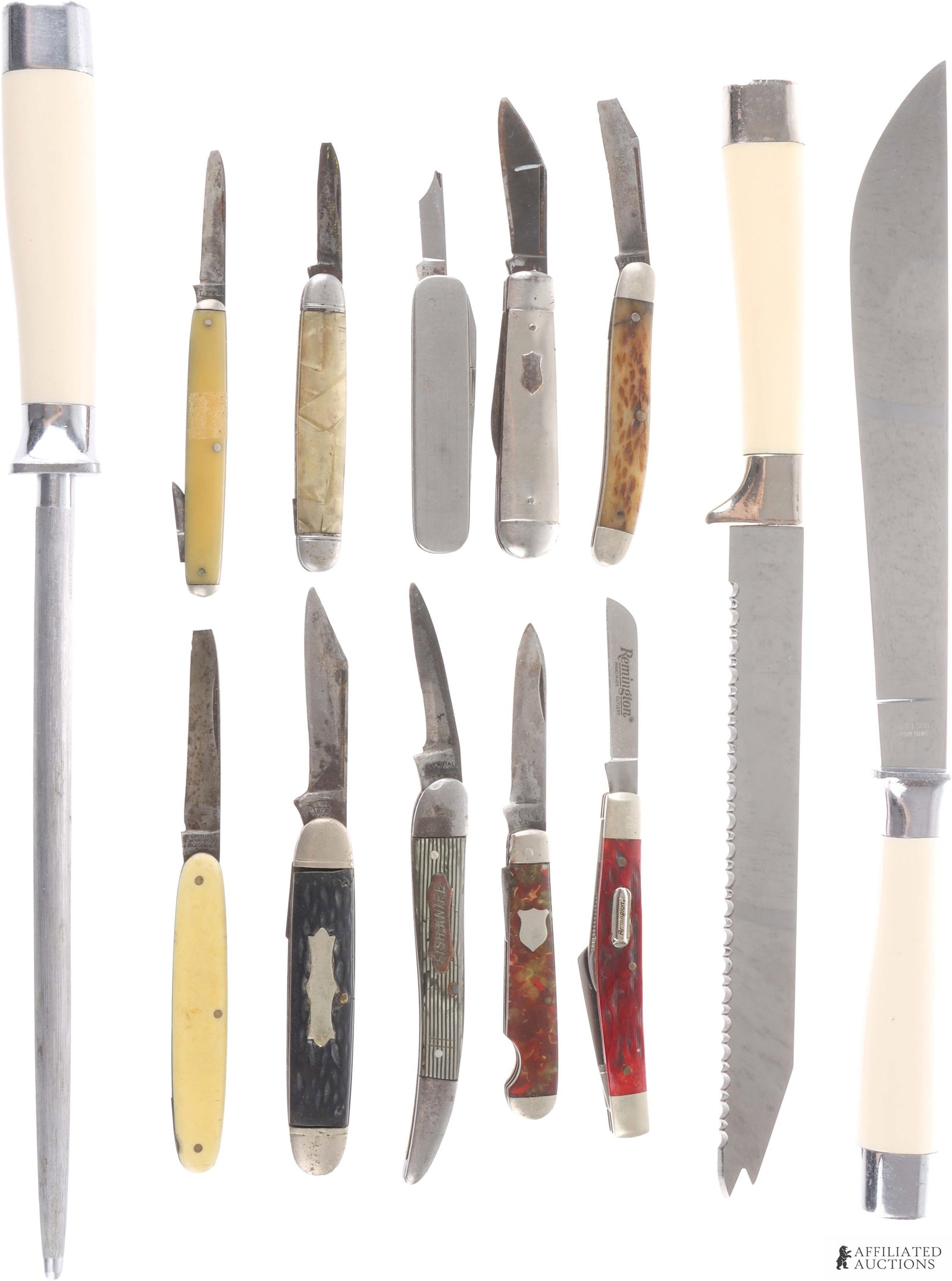 Lot of 12 Knives Carving Folding & Honing Steel (1 of 12)
