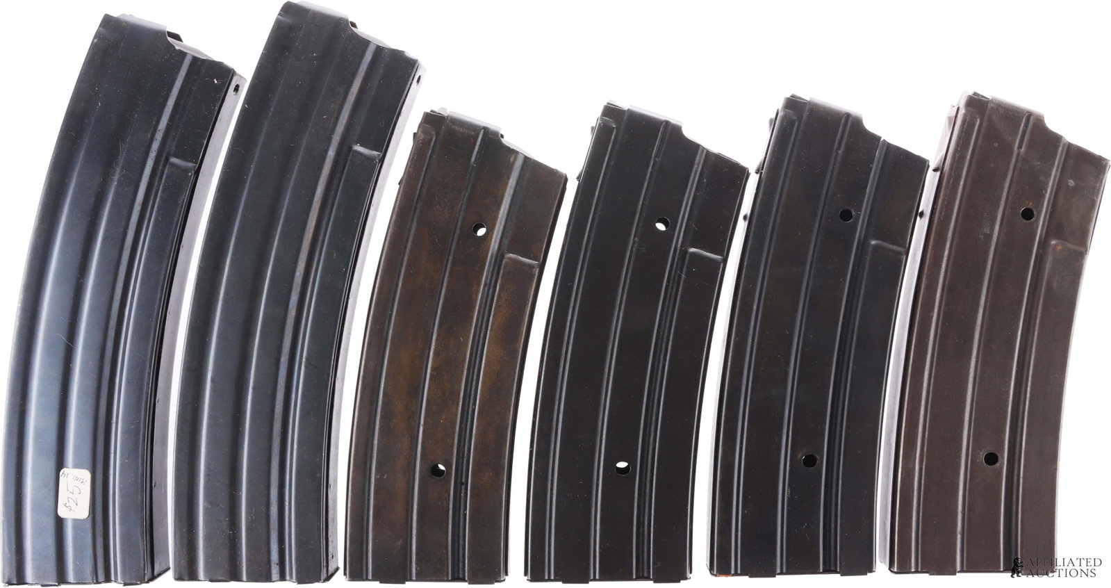 Ruger Mini-14 Rifle Magazines 2x40rd 4x30rd: Lot of six (6) steel magazines for the Ruger Mini-14, .223 Rem. Includes two 40-round magazines (unmarked) and four 30-round magazines marked on the floor plate "Mini-14.".
