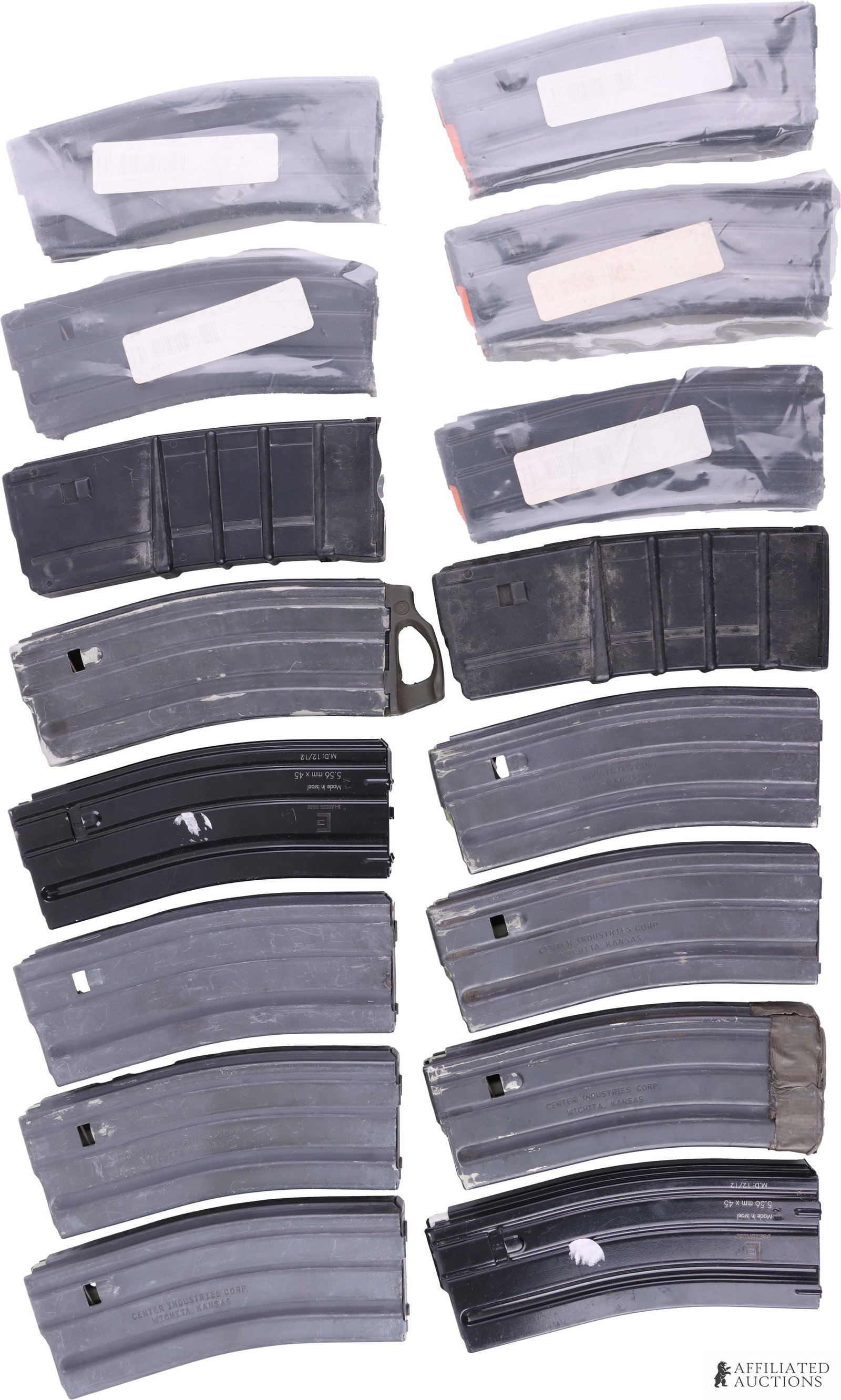 USGI AR15 M16 LE/GOVT ONLY 30rd Magazine Lot of 16: Lot of sixteen (16) AR15 / M16 5.56 NATO USGI 30-round magazines. Includes seven Center Industries mags marked "Restricted Law Enforcement / Government Use Only," five C-Products LLC mags new in packa