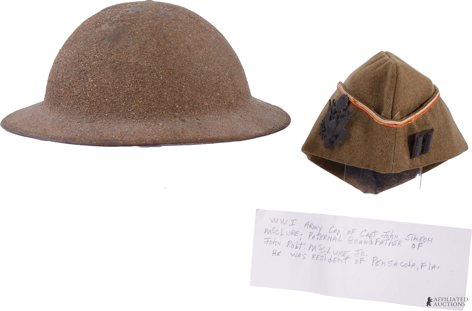 WWI Named US Officer Overseas Cap & Brodie Helmet (1 of 10)