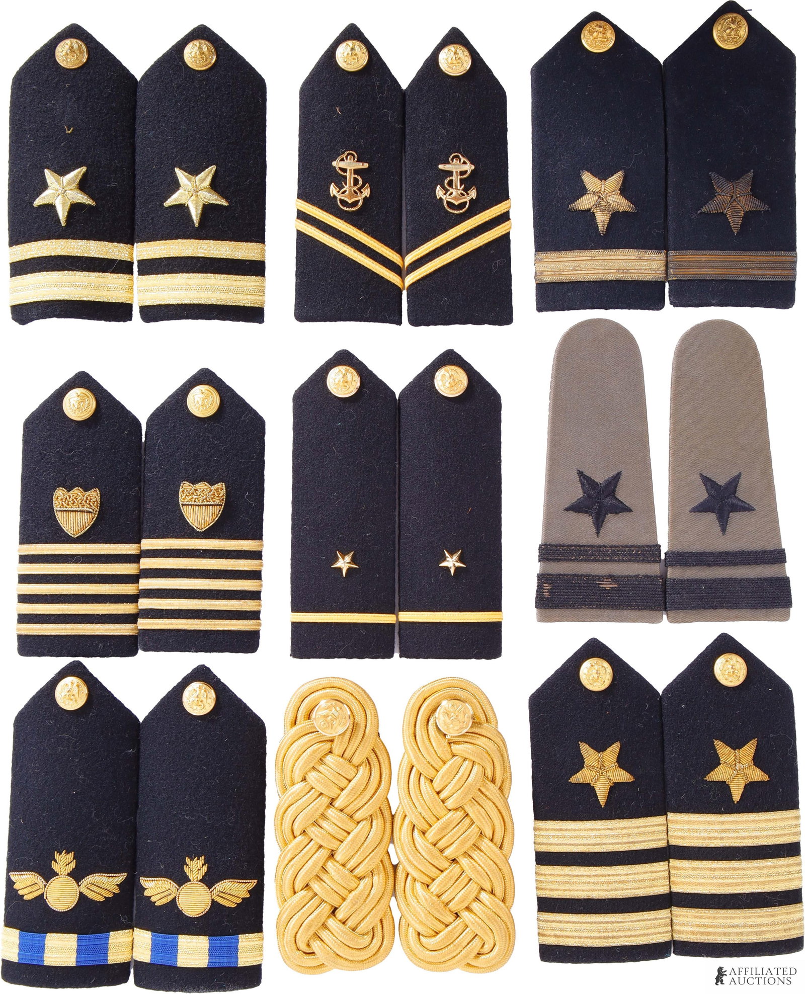 US Military & USCGA Shoulder Boards Lot of 9 Pairs (1 of 4)