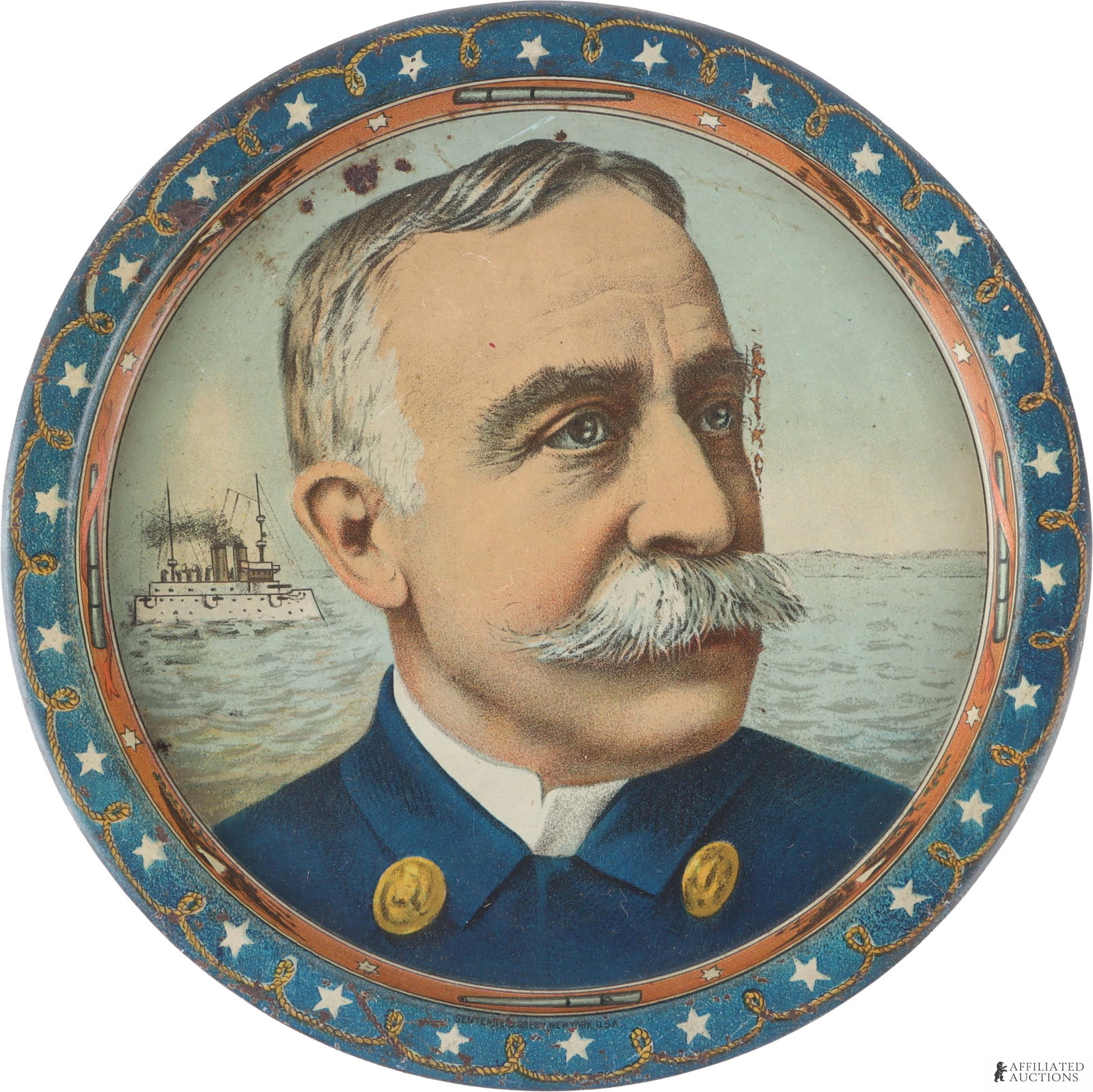 Admiral Dewey Tin Plate Lithograph Span-Am War (1 of 7)