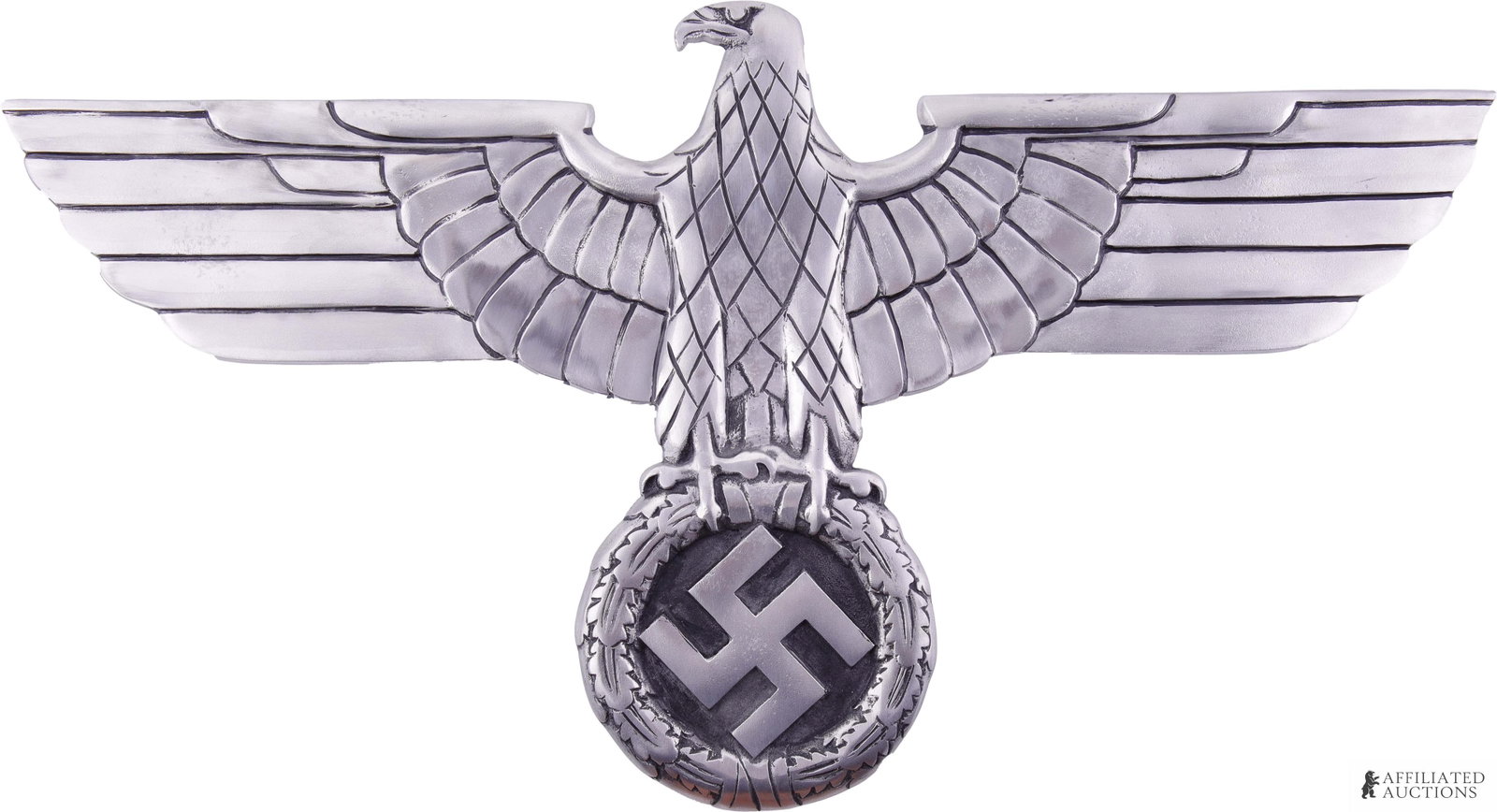 Reichsbahn Rail Eagle WWII German Third Reich: A rail eagle for the Reichsbahn of the German Third Reich. Aluminum. 27.5x15 inches.