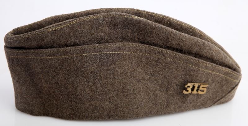 FRENCH MADE USMC GARRISON CAP 315TH BATTALION: United States Marine Corps Garrison Cap with EGA is a size 7 1/3. Expected wear is shown within; overall in very good condition.