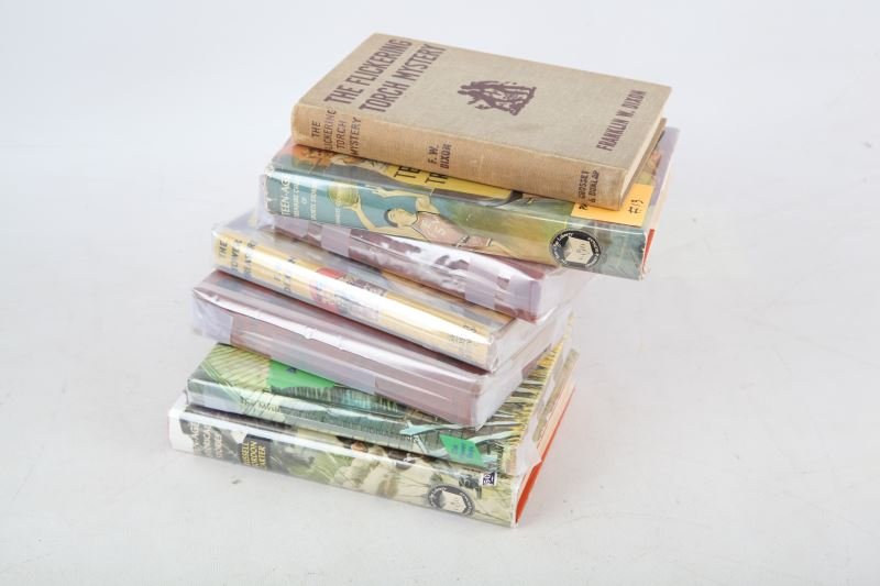 MIXED LOT OF VINTAGE FICTION BOOKS: Books included are "Don Sturdy In The Land Of Volcanoes" by Victor Appleton, "Don Sturdy Among The Gorillas" by Victor Appleton, "The Hardy Boys The Tower Treasure" by Franklin W. Dixon, "Teen-Age Tre