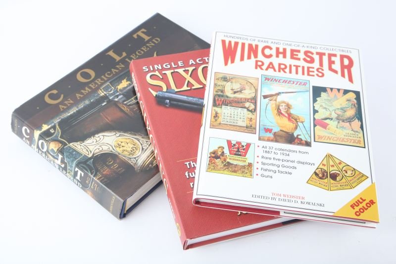 GROUPING OF 3 FIREARMS REFERENCE BOOKS: Grouping consisting of Colt, An American Legend, R.L. Wilson, ISBN 0-89659-953-1, Hundreds of rare and one-of-a-kind collectibles by Tom Webster, ISBN: 0-7858-1991-6 and Single Action Sixguns by John 