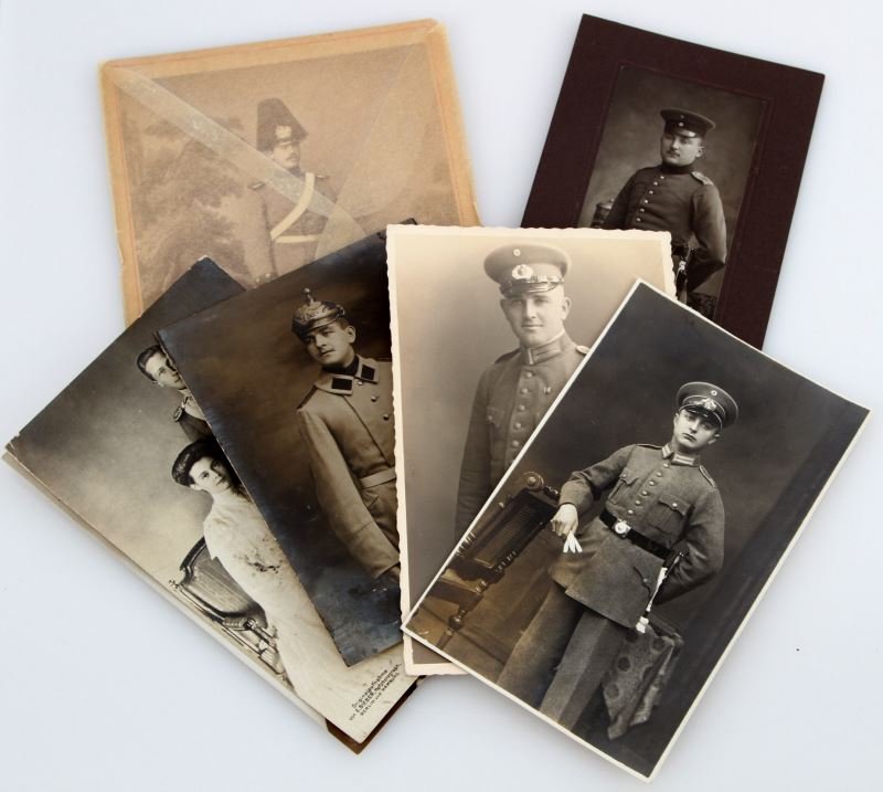 7 ORIGINAL PHOTOGRAPHS IMPERIAL GERMAN SOLDIERS: Seven original photographs depicting Imperial German soldiers in dress wear with dress edged weapons. Very good condition. This item has a reserve.