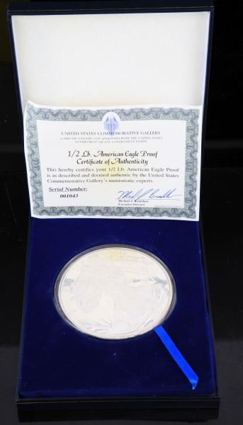 1/2 POUND AMERICAN EAGLE PROOF WITH COA: Half Pound American Eagle proof with COA and in its original case.