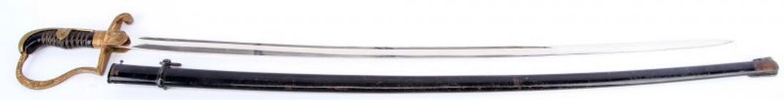 GERMAN THIRD REICH ZIETEN FIELD MARSHALL SWORD: Carl Eickhorn Solingen blade,clean and free of detractions, original paint to scabbard but some scratches and surface rust exists in the scratches, heer Eagle on Langet, 60% gilt remains on grip and D