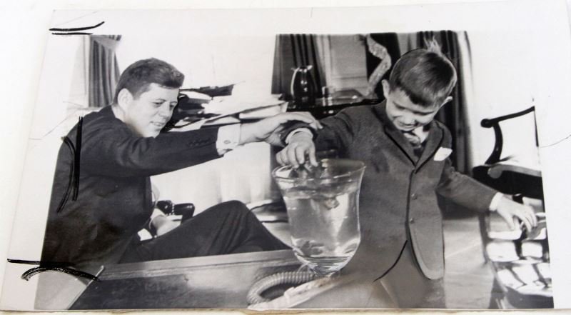 GROUP OF 50 ORIGINAL JOHN F. KENNEDY PRESS PHOTOS: Group of 50 JFK original press photos, circa 1960's. Some early, some with Vice President Johnson, some photos of the memorial for Kennedy's son: Patrick Bouvier Kennedy. All photos stamped on back wi